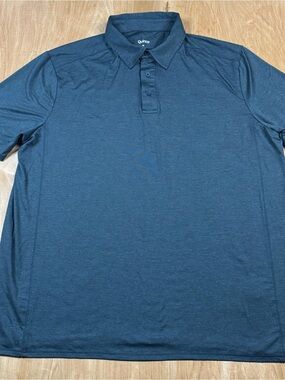 Quince Mens Blue/Green Short Sleeve Performance Polo Size XL